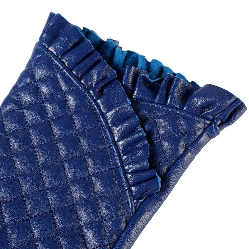 Перчатки женщин, Натуральная Кожа, подкладка Хлопка, синий кожаные перчатки, кожаные перчатки для женщин, Женские перчатки