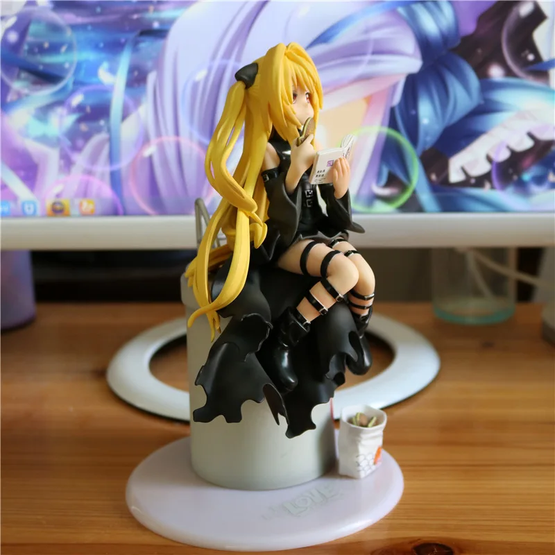 21 см Новое поступление Аниме Фигурка To Love Ru Darkness Eve Yami Eating Ver Sea Bream сгорел черное платье Модель Коллекция кукла