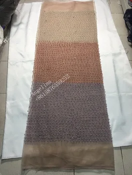 

Nice design African French Lace Fabric with full beads JRB-56941 High Quality beaded African Tulle Lace Fabric For Wedding dress