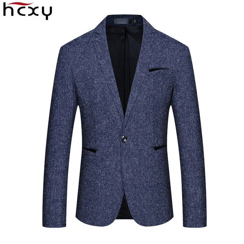 

HCXY 2019 New Spring Autumn Casual Men Blazer Cotton Slim Suit Jackets Blaser Masculino Male Jacket Blazer Men Size M-5XL