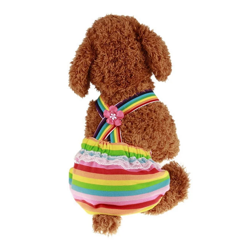 Striped Pet Dog Shorts Diaper Sanitary Physiological Pants Colorful Washable Female Short Panties Menstruation Underwear Briefs