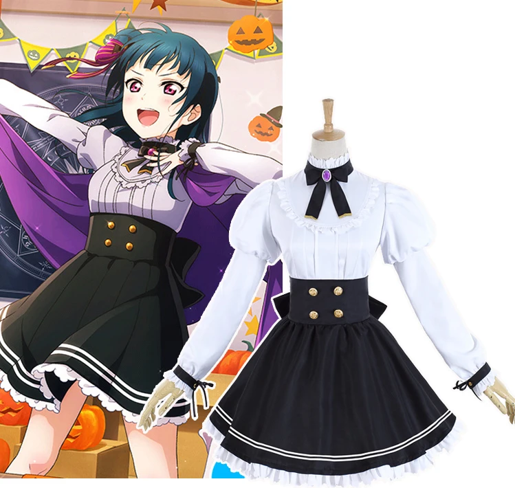 Аниме Косплей Lovelive Sunshine Aqours Tsushima Yoshiko Хэллоуин Unawaken косплей костюм лолита платье