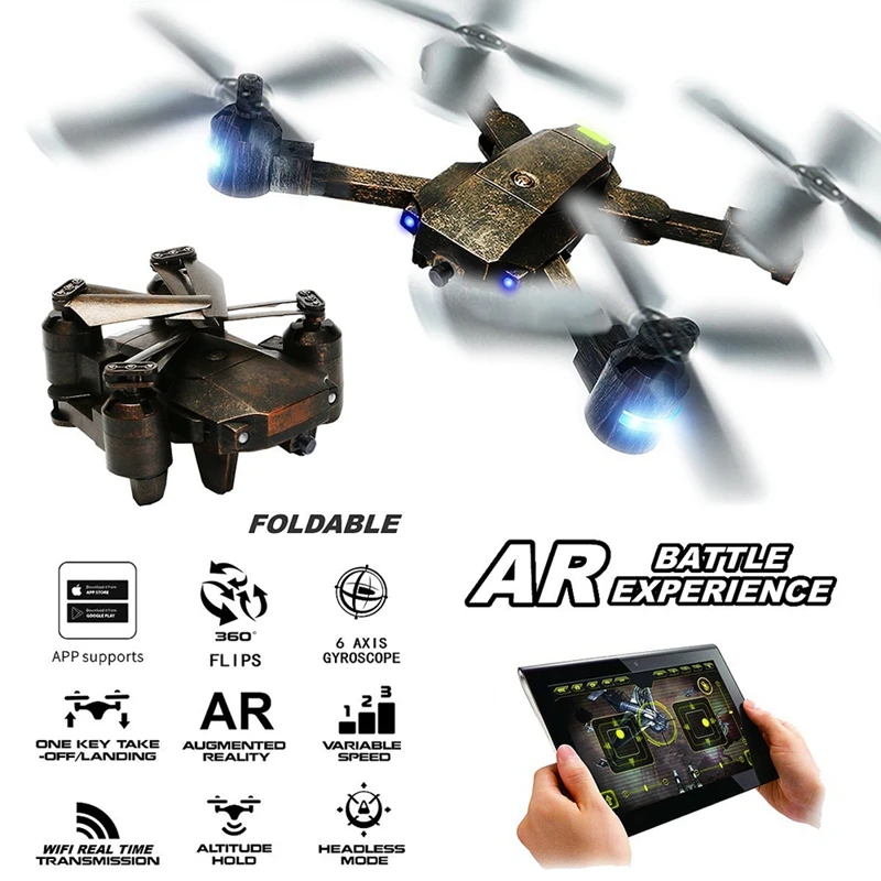 Attop Дрон с Wifi Hd камерой Fpv Live Video сотовый телефон управление 4 ротора складной Квадрокоптер 2,4G 6 осевой гироскоп складной пульт дистанционного управления