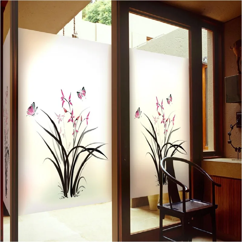 Customed Waterproof Window Film Decorative Butterfly Love Home Frosted Opaque Static Privacy