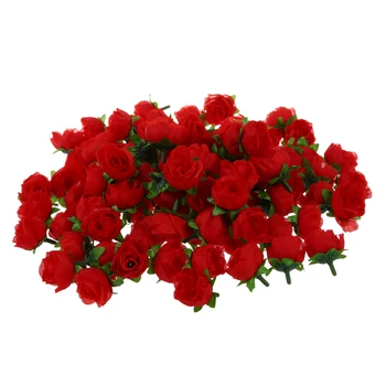 

100 x Artificial Flower Head Roses Deco Rosettes DIY Wedding party Baptism RED