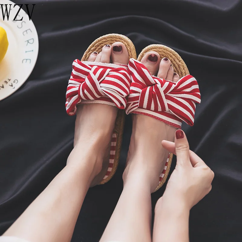 

2019 Slippers Famous Design Bow Sandals Big Bow-knot Ladies Shoes Flip Flops Woman Spring Summer Soft Bottom Beach Sandals