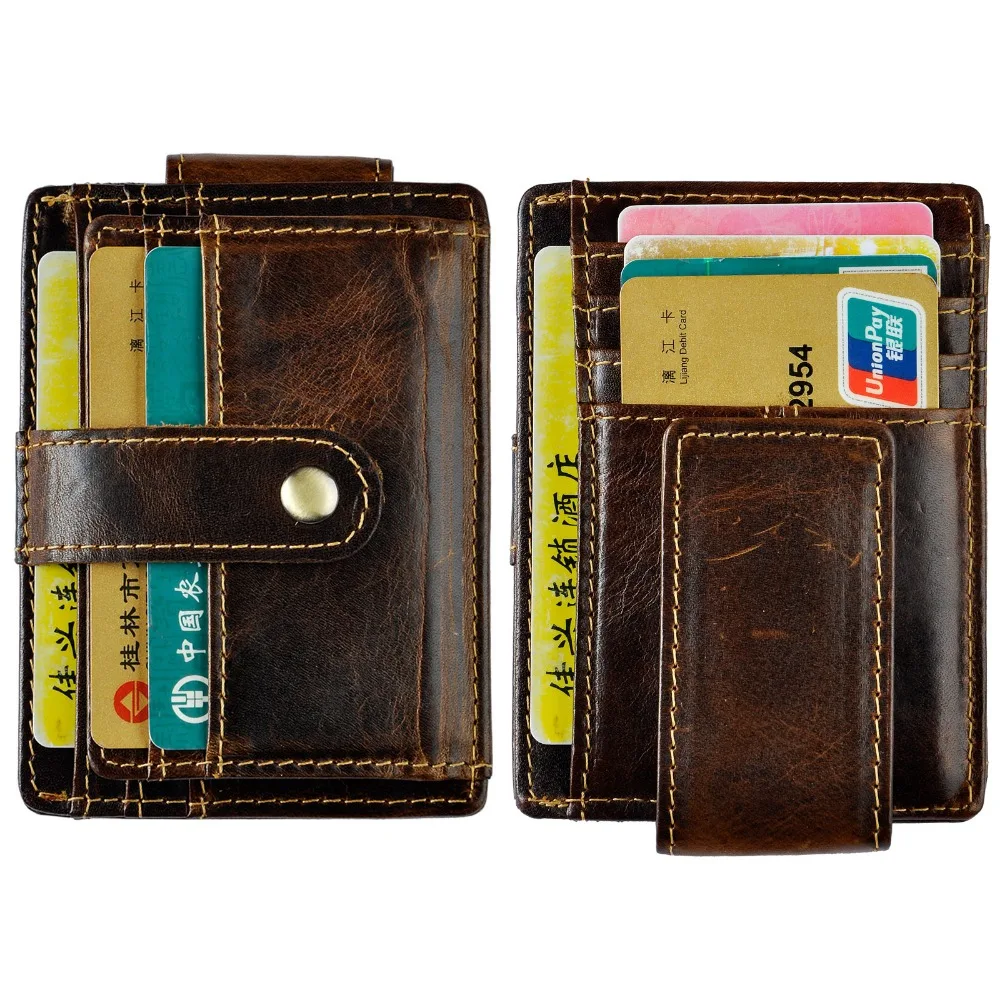 Мужской кожаный дизайн, модный тонкий кошелек для путешествий, передний карман, магнитный большой объем, зажим для денег, чехол для карт, для мужчин 1025-c