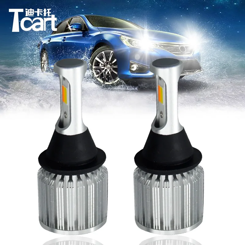 

Tcart 1Set Auto Led COB Lamps T25 3156 Car LED DRL Daytime Running Lights Dual Color Switchback Front Turn Signaling Accessories