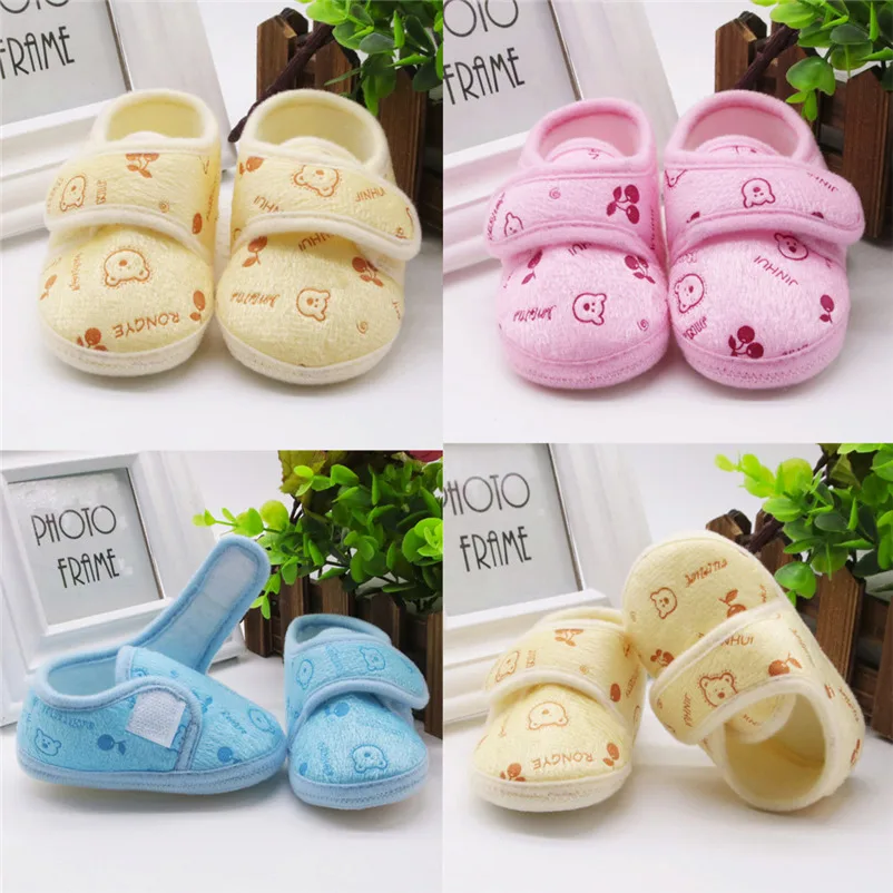 

soft baby shoes for newborn cartoon bear printed crib shoes sweet unisex mini shoes for baby bebek ayakkabi 30ST20