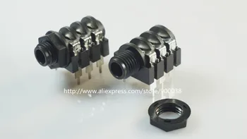 

10 pcs 0.250" 6.35 mm stereo phone Jack socket Headphone Connector 3 conductor 6 contact through hole right angle 3 switches