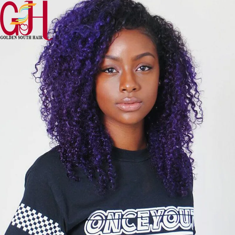 Brazilian Virgin Hair Purple Wig Full Lace Human Hair Wigs Kinky Curly