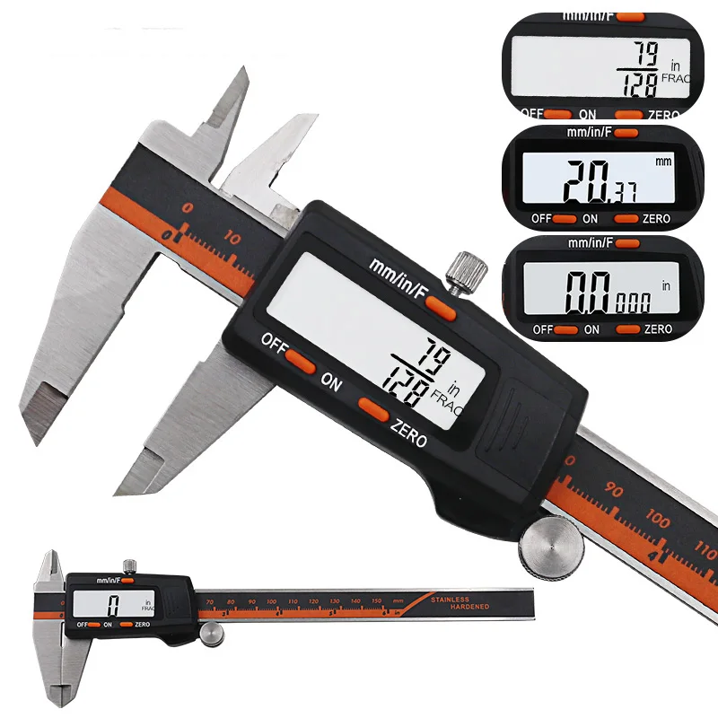 Stainless Steel Digital Display Caliper 0-150mm Fraction/MM/Inch High Precision 