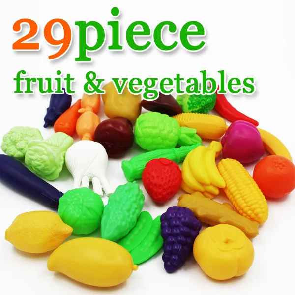 29 pc mini simulation fruit vegetables toys for girls and boys, kitchen