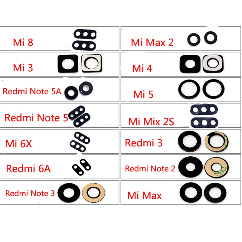 

2 Pcs For Xiaomi Redmi 5 Plus Note 3 5A 5X Mix 2S Max 2 8 Back Rear Camera Glass Lens Cover Replacement Parts with Adhesive
