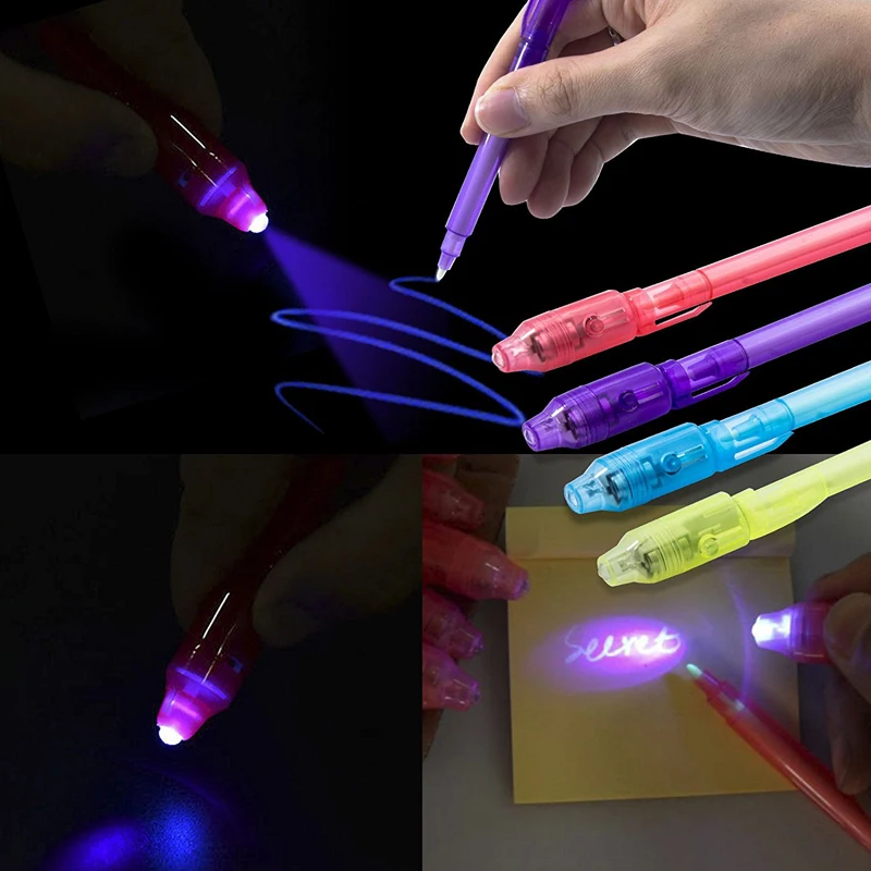 Marvel Invisible Iight Pen Mystery LED Electronic Violet Light Marker Creative UV Magic Ink Pen Material Escolar Secret Invisibl