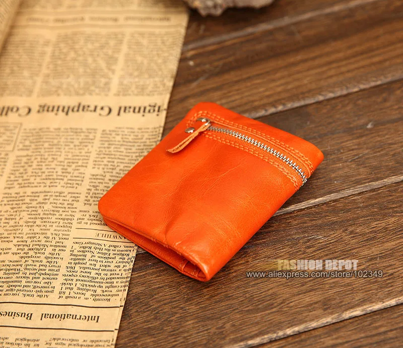 Fashion Oil waxed Genuine Leather Wallet for Women Simple Stye Women's Luxury Real Leather Wallet with Zipper  (11)