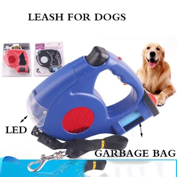 

Durable Pet Dog Leashes For Small Medium Dogs Automatic Extending Traction Rope Retractable LED Pet Walking Leash Leads 3 in 1