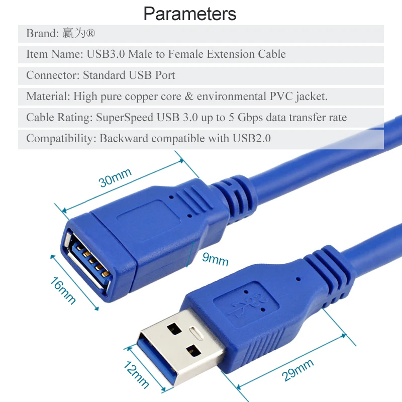 USB3.0 кабель-удлинитель USB 3,0 кабель Мужской к женскому Синхронизация данных быстрый шнур разъем для ноутбука настольный компьютер, принтер жесткий диск