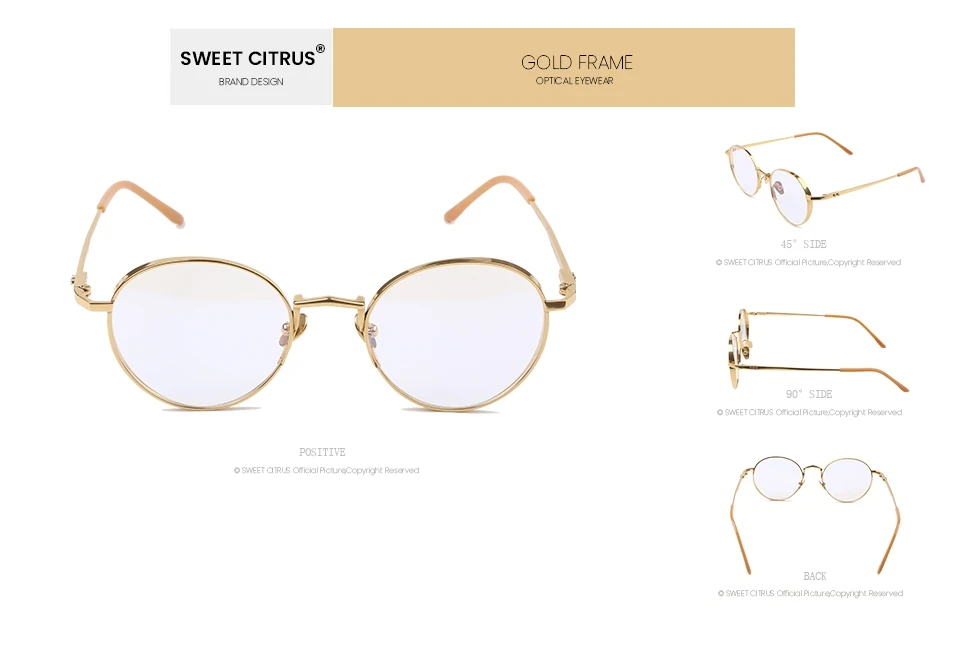 Sweet Citrus Vintage B Titanium Glasses Frame Women Retro Round Myopia Eye Optical Prescription Eyeglasses Frames Men Eyewear