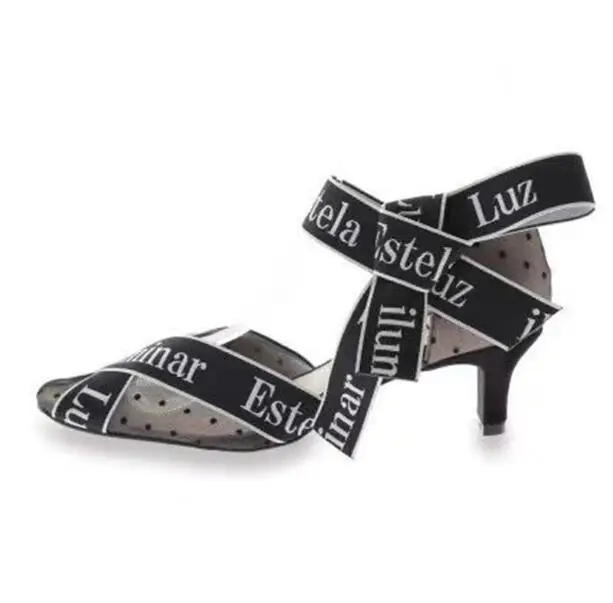 Г. Sandalias De Moda/черные пикантные летние сандалии на высоком каблуке, с пряжкой, сеткой, буквами, на шпильках, с бантом, сандалии на низких каблуках женская обувь вечерние - Цвет: As Shown