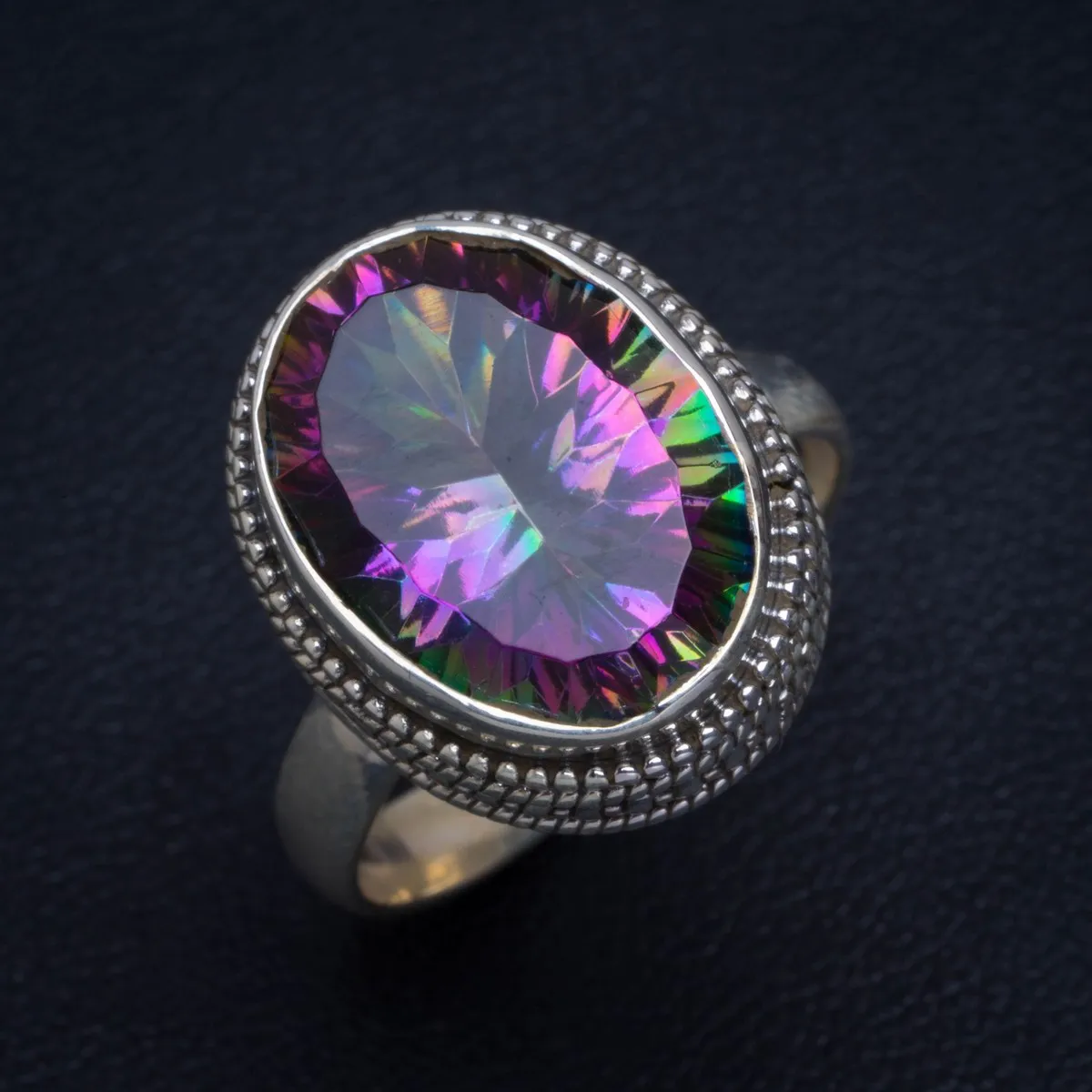 

Natural Mystical Topaz Handmade Unique 925 Sterling Silver Ring 8.5 B1290