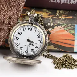Ретро Алиса в стране чудес тема стимпанк карманные часы Бронзовый карманные часы Винтаж Fob часы Рождество со дня рождения подарок