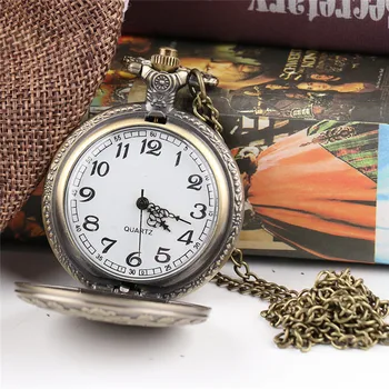 

Retro Alice In Wonderland Theme Steampunk Pocket Watch Bronze Quartz Pocket Watches Vintage Fob Watches Christmas Brithday Gift
