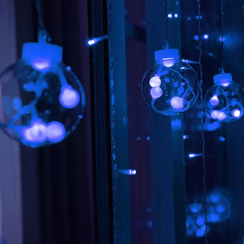 Светодиодный гирляндовый светильник в виде сказочных шариков, s 120 светодиодов, 2,5 м, Европейский, 220 В, на окно, для дома, вечерние, для сада, кафе, бара, рынка, наружный декоративный светильник