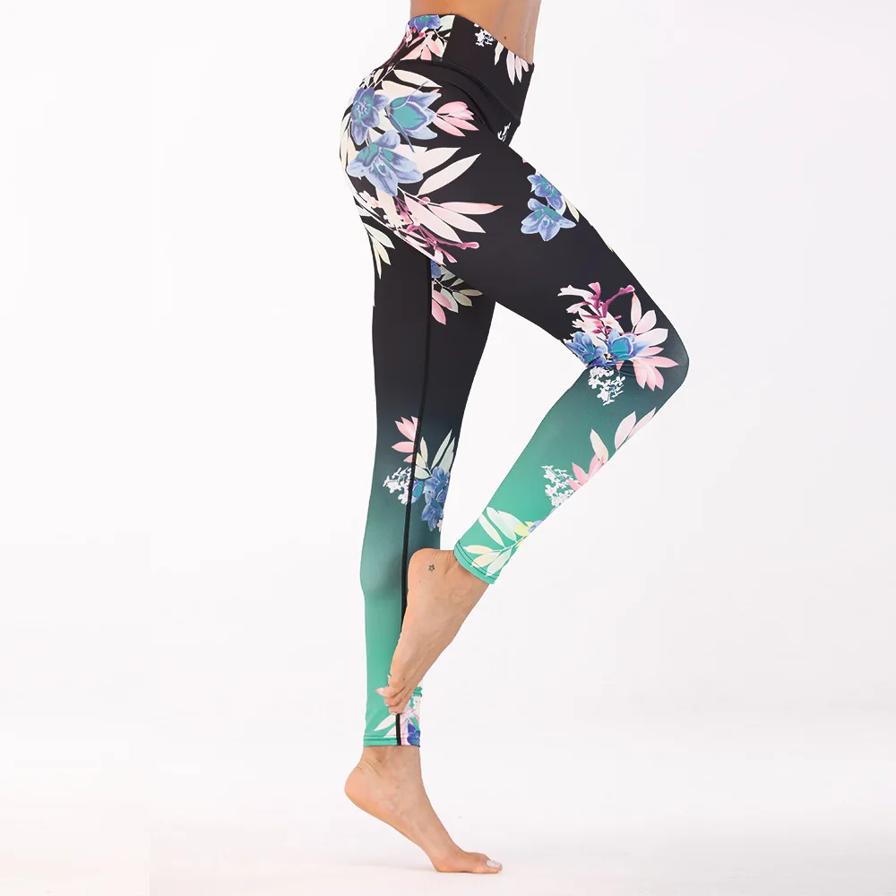 Women Yoga Pant Fitness Sport Leggings Flower 3d Print High Waist