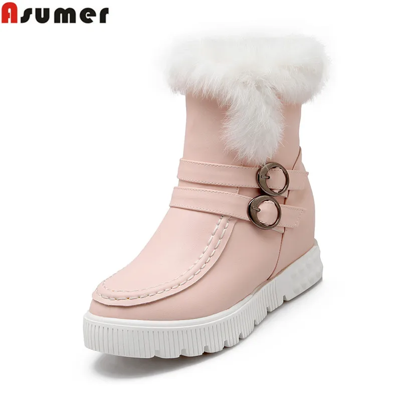 

Plus size 34-43 new arrival comfortable platform height increasing snow boots for women fashion buckle slip on ankle boots