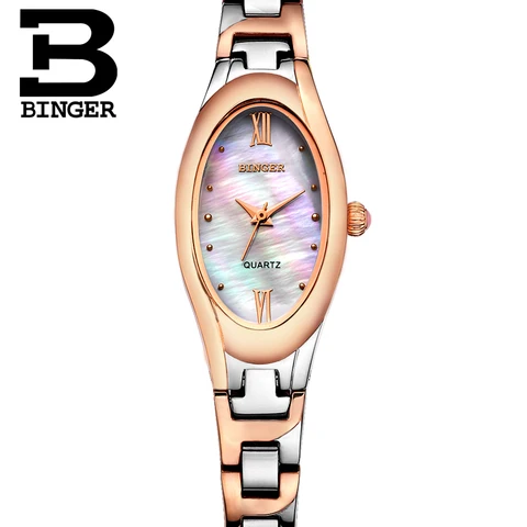 Relógios de Quartzo Relógio de Pulso de Aço Cheio de Cristais de Luxo Assistir à Prova Moda Retro Oval Mulheres Pulseira Natureza Shell Strass d’ Água