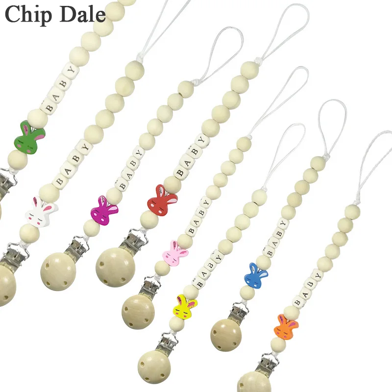 

Chip Dale Personalized Name Wooden Pacifier Clips Baby Pacifier Holder Teething Toy Dummy Clip Non-toxic Safe Soother Clips