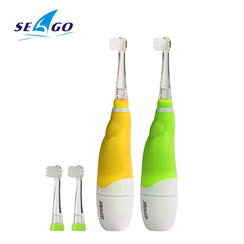 

SEAGO Baby Sonic Toothbrush ( Age of 6 month + ) Battery Powered LED Light Electric Toothbrush Waterproof 3 Brush Heads SG602