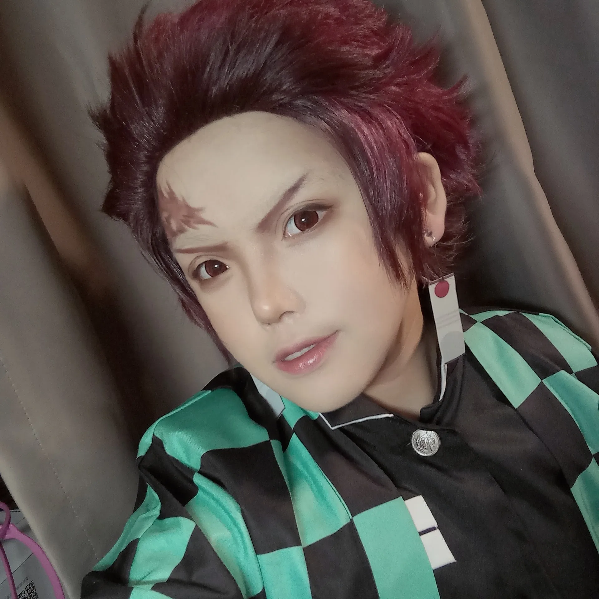 Парик для косплея японского демона: Kimetsu no Yaiba mens Kamado Tanjirou, парик для ролевых игр, красные волосы