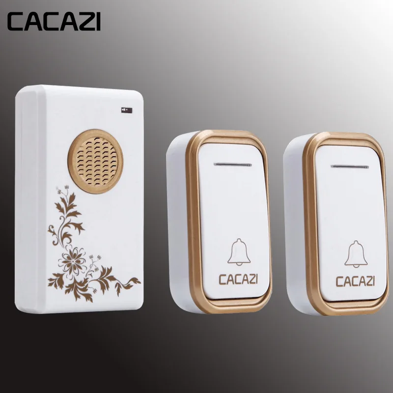 

CACAZI 1 and 2 New Wireless door bell IP44 Waterproof standard doorbell Prevent Signal interference 200M Effective range