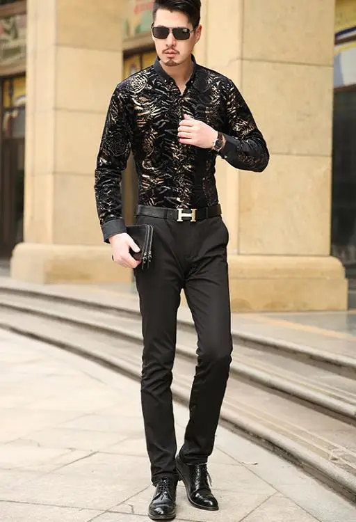 Элитный брендовый Шелковый Леопардовый принт рубашки Мужская мода с длинным рукавом Весна Лето Бизнес платье цветочные рубашки