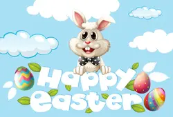 Laeacco Детские мультфильм счастливый Пасхальные яйца кролик голубое небо облачно узор фотографии фоны фото экраны для фотостудии