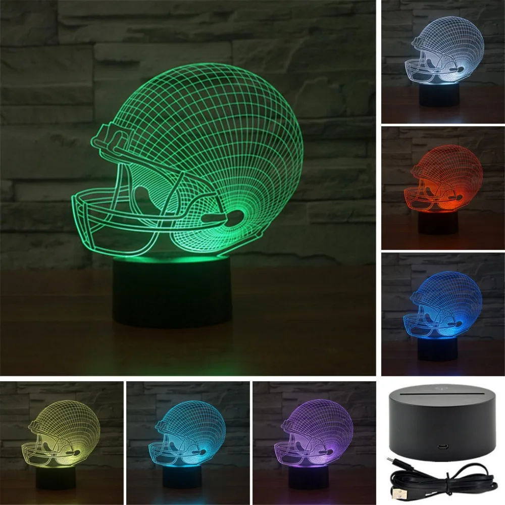 

Rugby Cap USB 3D LED Acrylic Visual Touch Table Lamp Night Lights Birthday Gifts