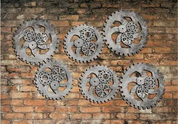 

1PC Wall Art Vintage Industrial Wooden Gear Chic Home Decor Bar Gear Decor Ornament Home Decoration Accessories JL 288