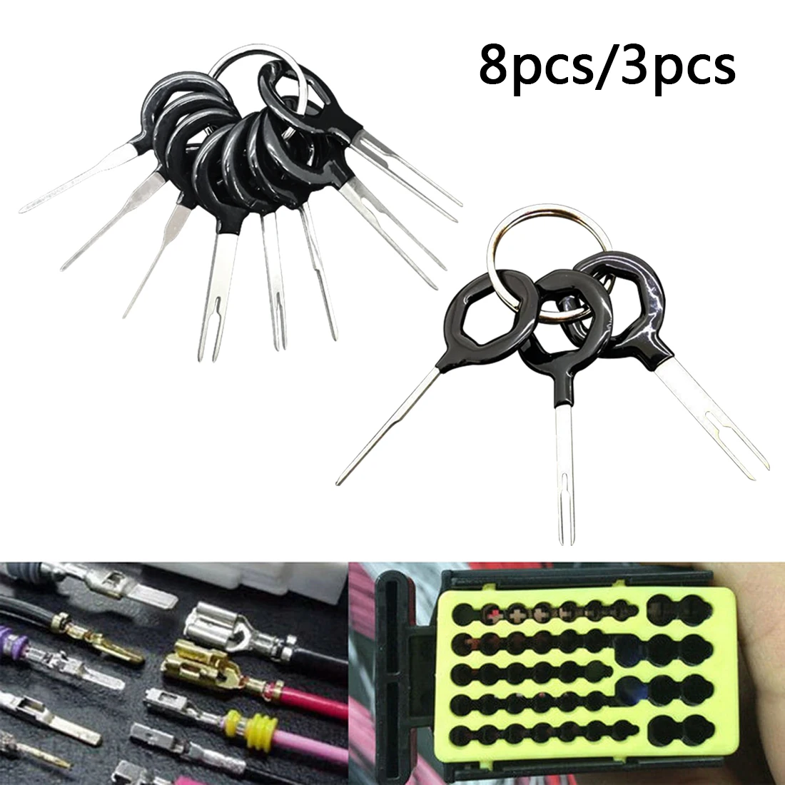

8Pcs/Set Terminal Removal Tools Car Electrical Wiring Crimp Connector Pin Extractor Kit Herramienta para eliminar el terminal