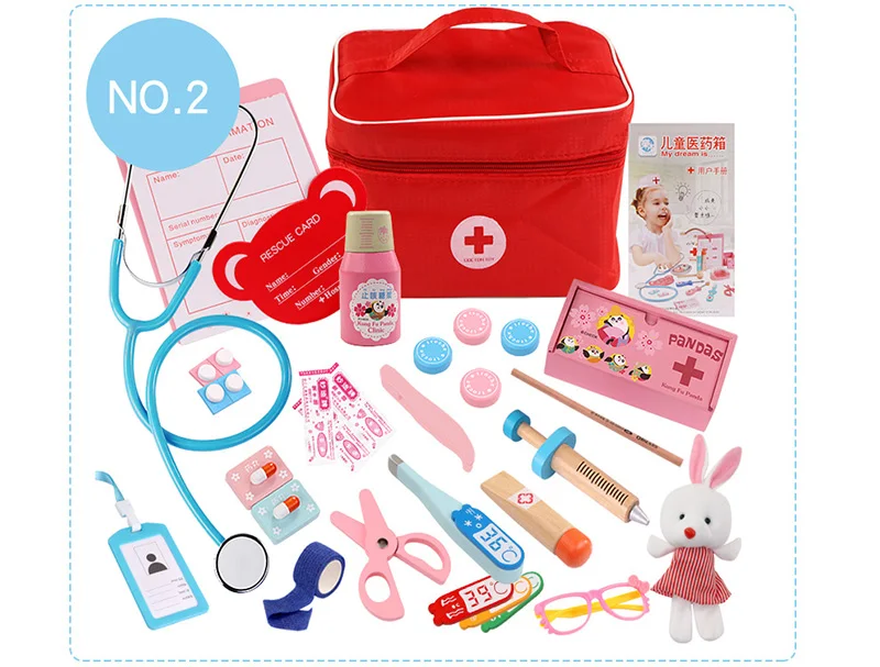Brincar de Médico Médicos de Medicina de Madeira com Bolsa de Pano Crianças Jogo Brinquedos Grupo Cosplay Acessórios Ferramentas Dentista Brinquedo Educação Ty0396 12 Brinquedos e hobbies