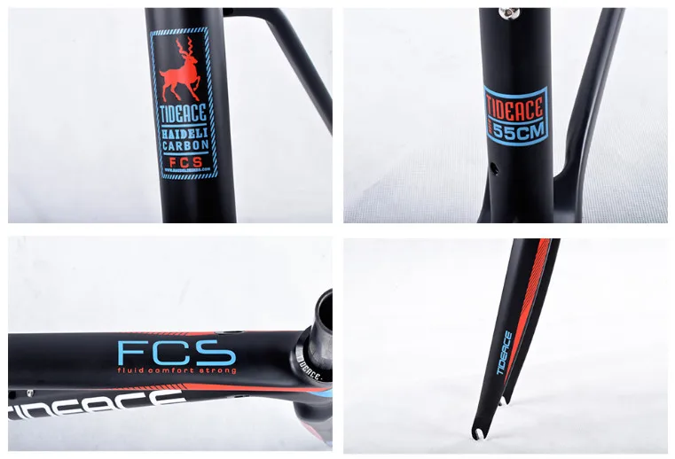 Top 2017-2018 Tideace aero Cadre Route Frameset Made in China Carbon Fiber Road Bike Frame Bicycle Frame 50/53/55cm 7