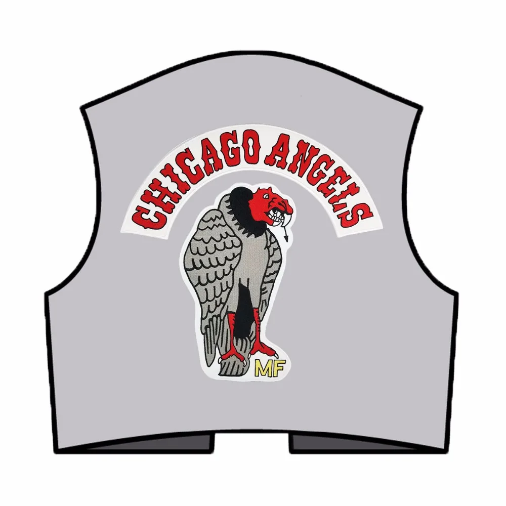CHICAGO ANGELS PATCH Free shipping PVC woven motorcycle Back patch Embroidery Iron-on clothing application garment accessories (5)