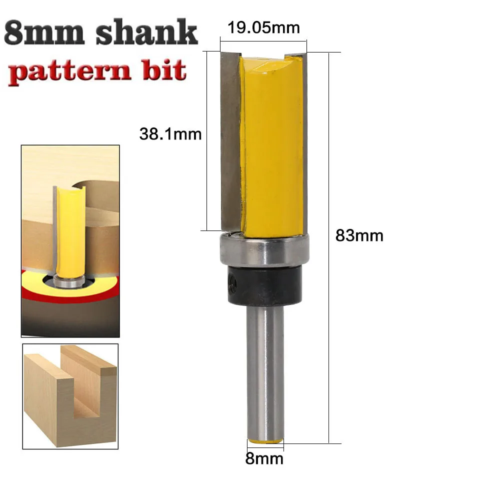 1pc 8mm Shank Tenon Cutter Straight Endmill Woodworking Trimmer Cleaning Flush Trim Bit Template Hinge Mortising Router | Инструменты