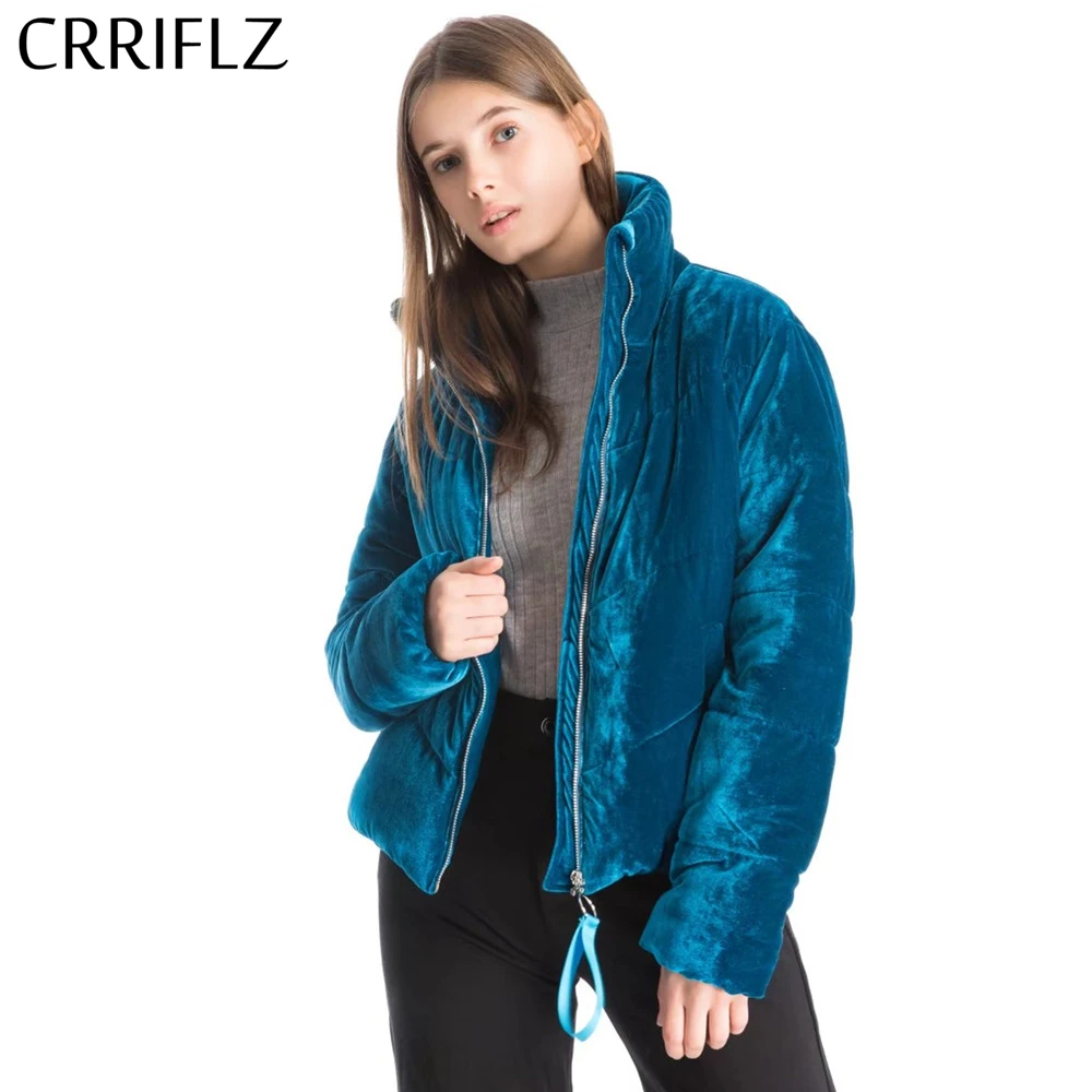 CRRIFLZ новая бархатная хлопковая стеганая Базовая куртка пальто для женщин теплая