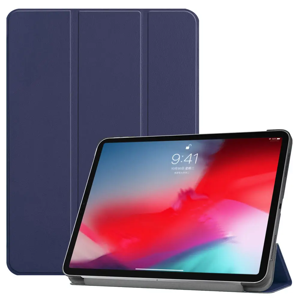 Чехол для Apple ipad pro 11 модный Ультра тонкий PU кожаный чехол откидная крышка устойчивый планшетный ПК защитная оболочка для ipad pro 11 - Цвет: Deep Blue