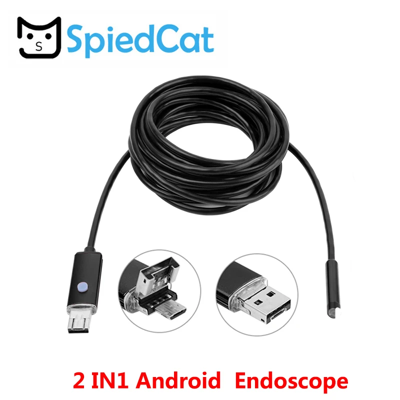 1/2/5 м 2 in1 5,5 мм объектив HD Micro/USB Водонепроницаемый эндоскоп бороскоп Гибкая смотровая видео Камера для Android ПК Windows