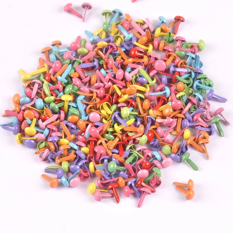 Metal Brads Mini Mixed Round Brads Scrapbooking Embellishment Fastener 4.5x8.5mm 200pcs
