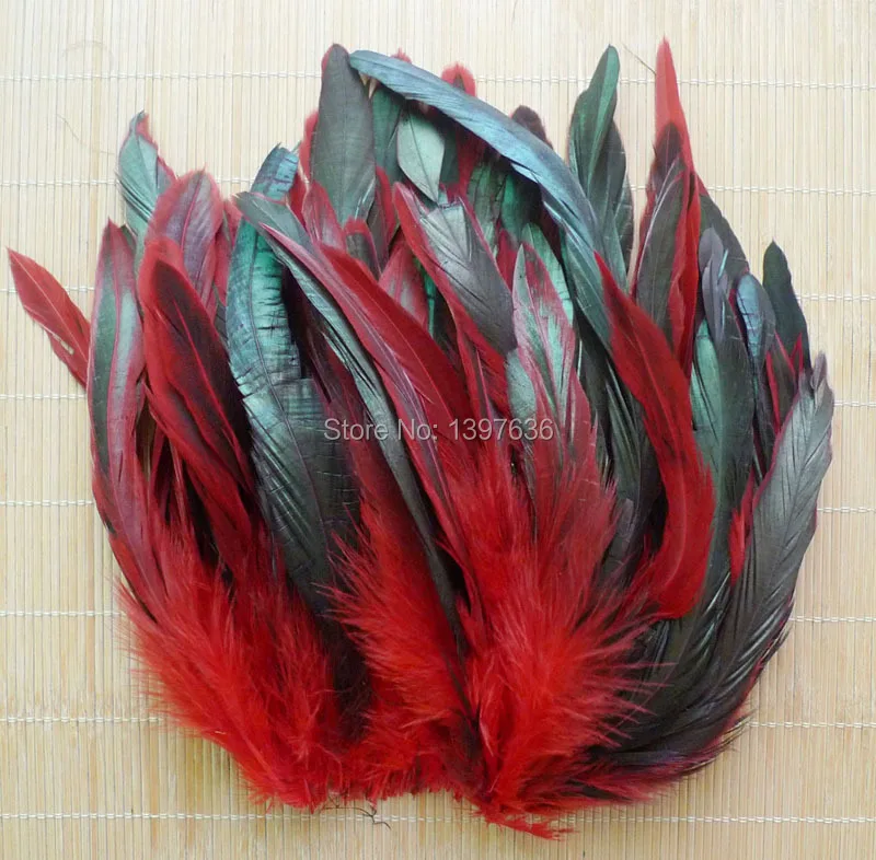 

50 Pcs 12.5-20cm Red Color Rooster Plume jewelry Hat Christmas Shoe Dreamcatcher Decoration Pheasant Tail Chicken Feather