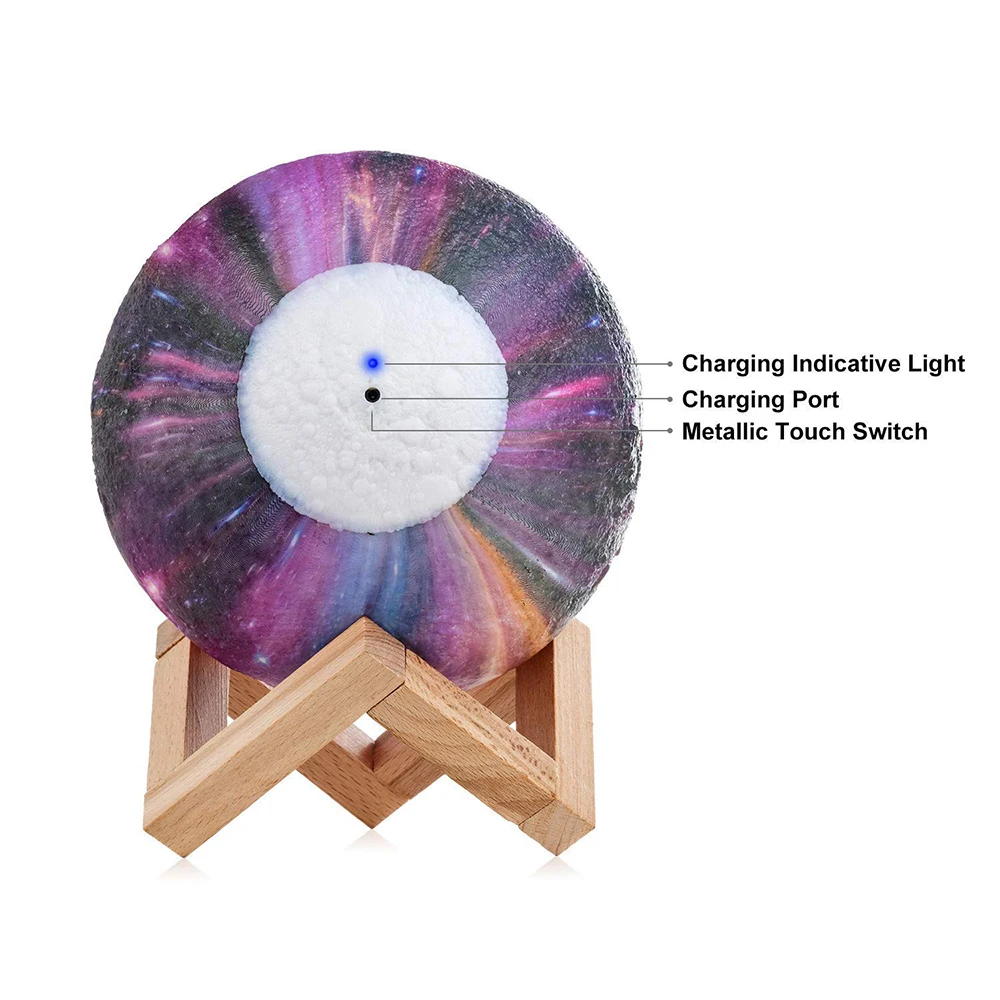 Светодиодный ночник с дистанционным управлением, 16 цветов, звездная 3D Лунная лампа, ночной Светильник для вечерние, для паба, концертов, зарядка через usb, окрашенная Лунная лампа